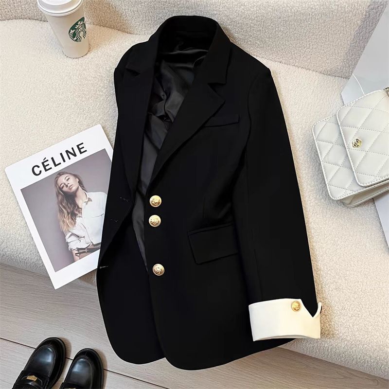 Damen Eleganter Blazer mit goldenen Knöpfen Drune