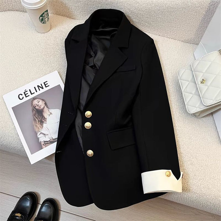Damen Eleganter Blazer mit goldenen Knöpfen Drune