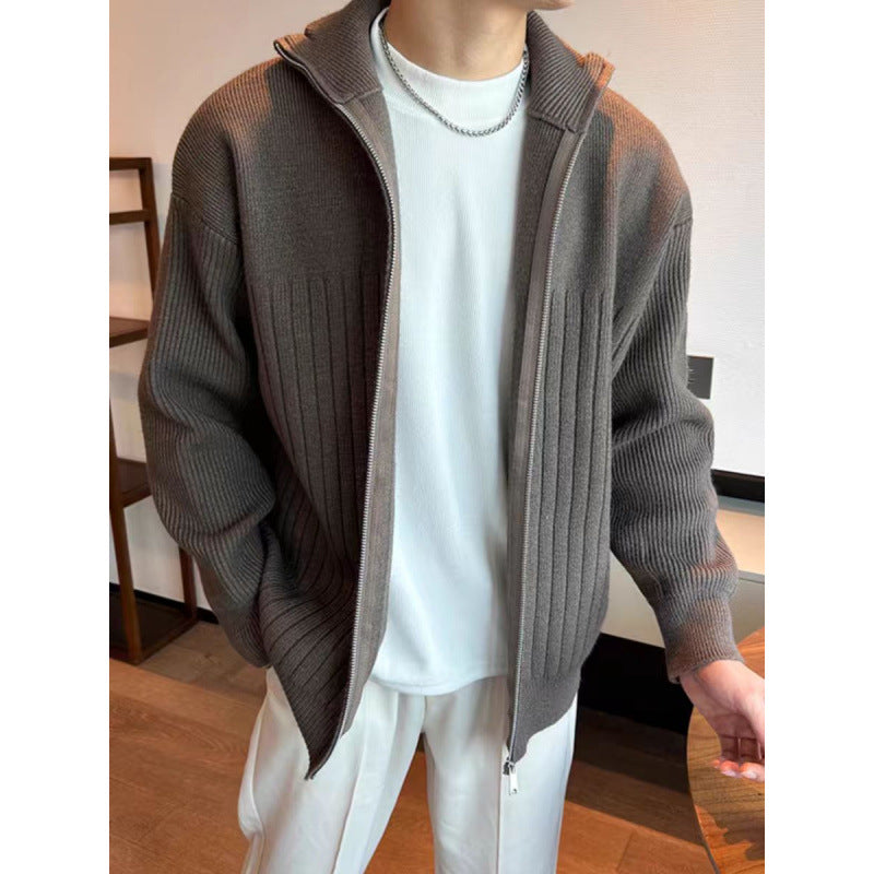 Herren Modische Strickjacke mit Reißverschluss Drune