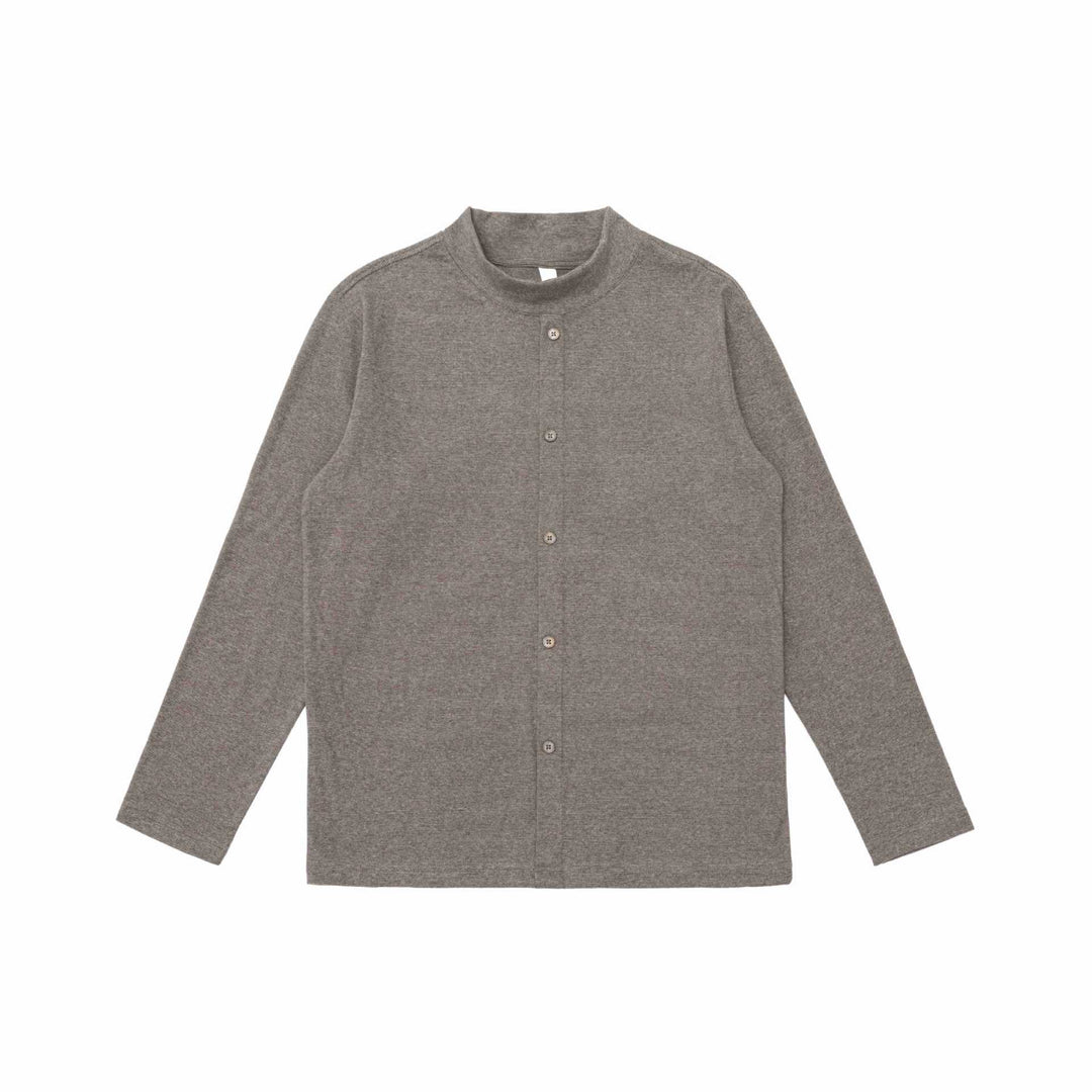 Unisex Feinstrukturierter Knopfcardigan mit Stehkragen Drune