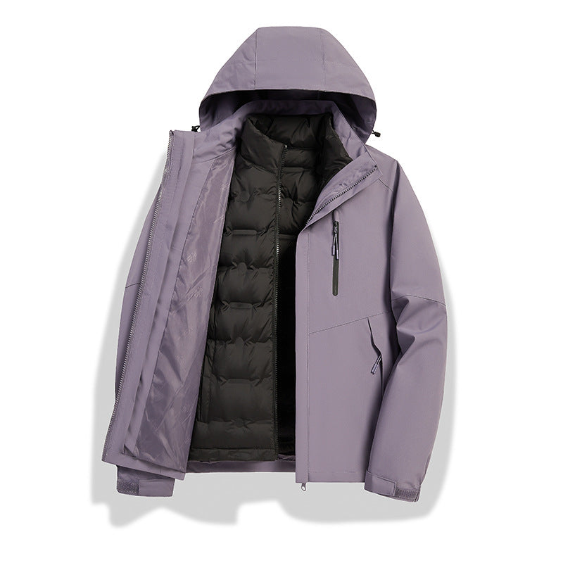 Damen 2-in-1 wasserdichte Winterjacke mit abnehmbarer Daunen-Innenweste Drune