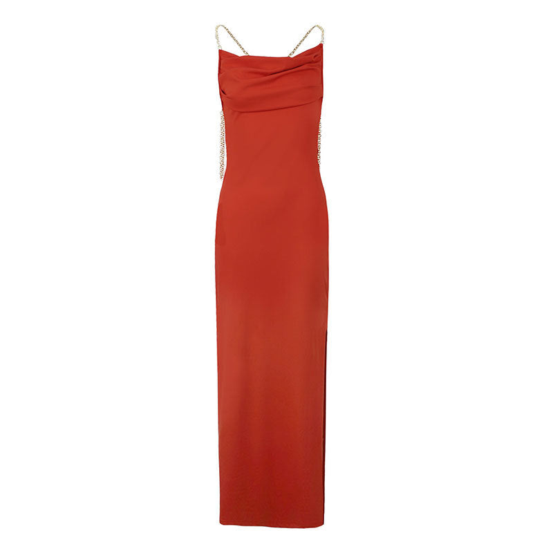 Damen Elegantes Langarm-Maxikleid mit tiefem V-Ausschnitt und zarten Rüschendetails Drune