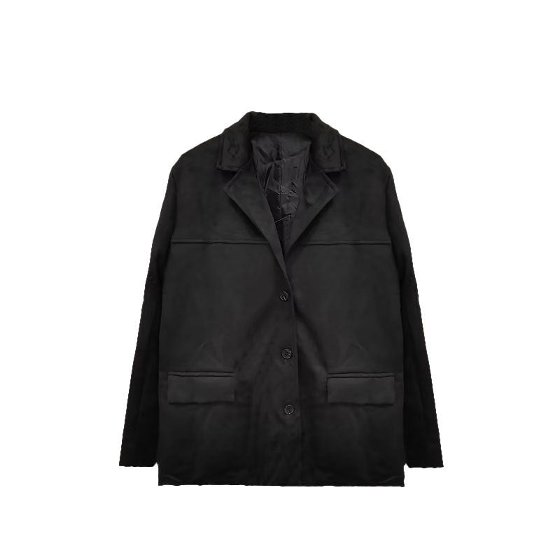 Damen modische Übergangsjacke aus samtähnlichem Material mit praktischen Taschen Drune