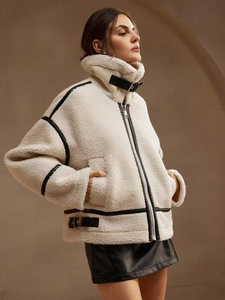Damen Kuschelige Teddyfelljacke