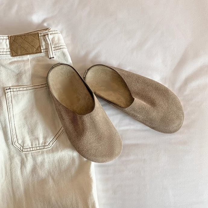 Damen Geschlossene Veloursleder-Pantolette mit gepolstertem Komfortfußbett Drune