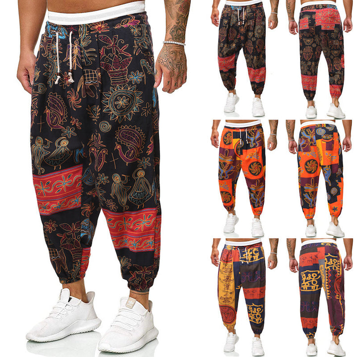 Herren Gemusterte Relaxed-Fit Jogginghose mit Tunnelzug, elastischem Bund und Gummibündchen Drune