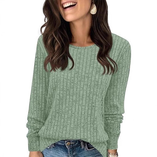 Damen Strukturierter Rippstrick-Pullover mit Rundhalsausschnitt, legerer Silhouette und weichen Bündchen Drune