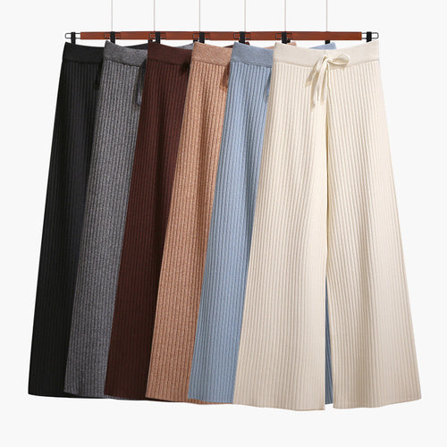 Damen Weit geschnittene Rippstrickhose mit Kordelzug Drune