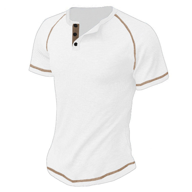 Herren kurzärmliges Henley-Shirt mit atmungsaktiver Struktur Drune