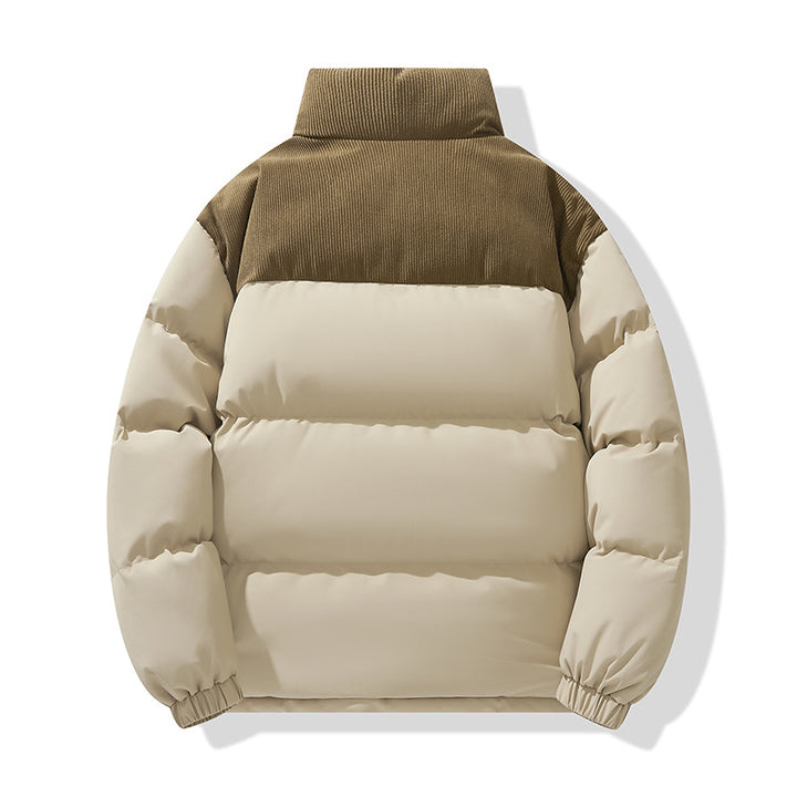 Herren wattierter Pufferblouson mit Cord-Schulterpaneel und hohem Stehkragen Drune