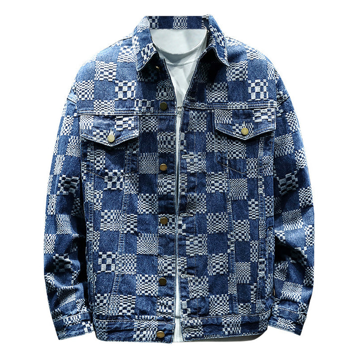 Herren Lässige Denimjacke mit kreativen Mustern Drune