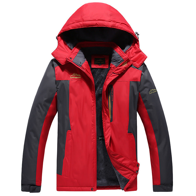 Herren isolierte Fleece-Layer Outdoorjacke mit abnehmbarer Kapuze und winddichter Außenhülle Drune