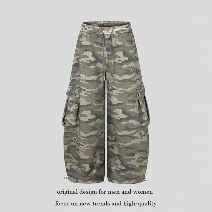 Damen Weite Cargohose im Camouflage-Design mit elastischem Bund und großen Taschen Drune