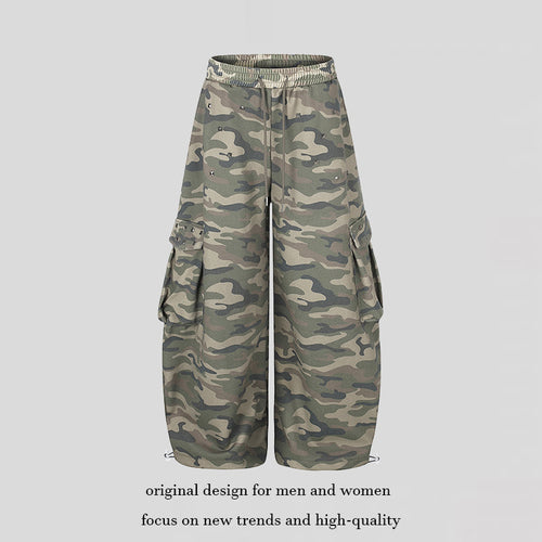 Damen Weite Cargohose im Camouflage-Design mit elastischem Bund und großen Taschen Drune