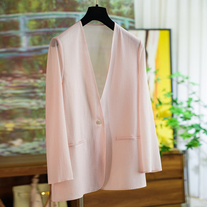 Damen Eleganter Blazer mit V-Ausschnitt Drune
