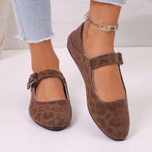 Damen nan elegante Mary-Jane-Ballerina mit verstellbarem Komfortriemen, gepolstertem Fußbett und dezenter Animal‑Prägung Drune