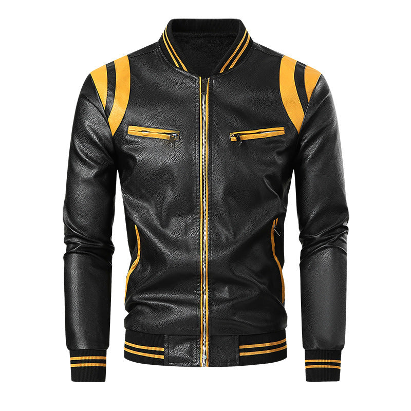 Herren Sportliche Lederjacke Drune