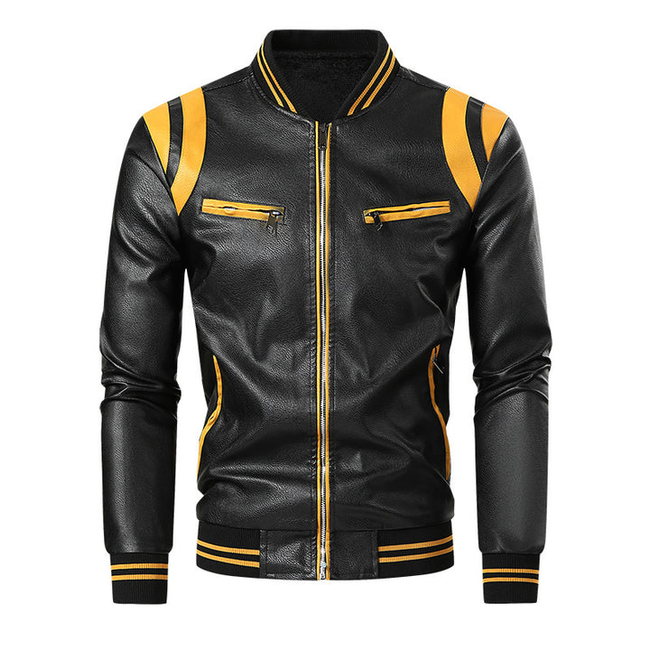 Herren Sportliche Lederjacke Drune