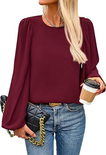Damen Bluse mit angeschnittenen Ärmeln und eleganten Puffärmeln Drune