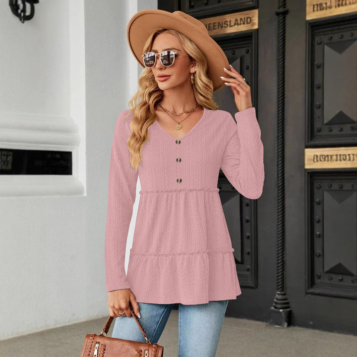 Damen Ärmelloses V-Ausschnitt Shirt mit Knopfdetails und voluminösem Saum Drune