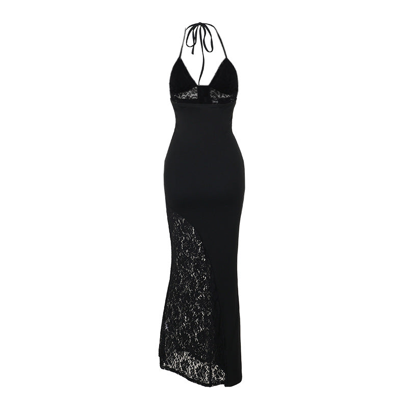 Damen Elegantes Maxikleid mit raffinierten Spitzenakzenten Drune