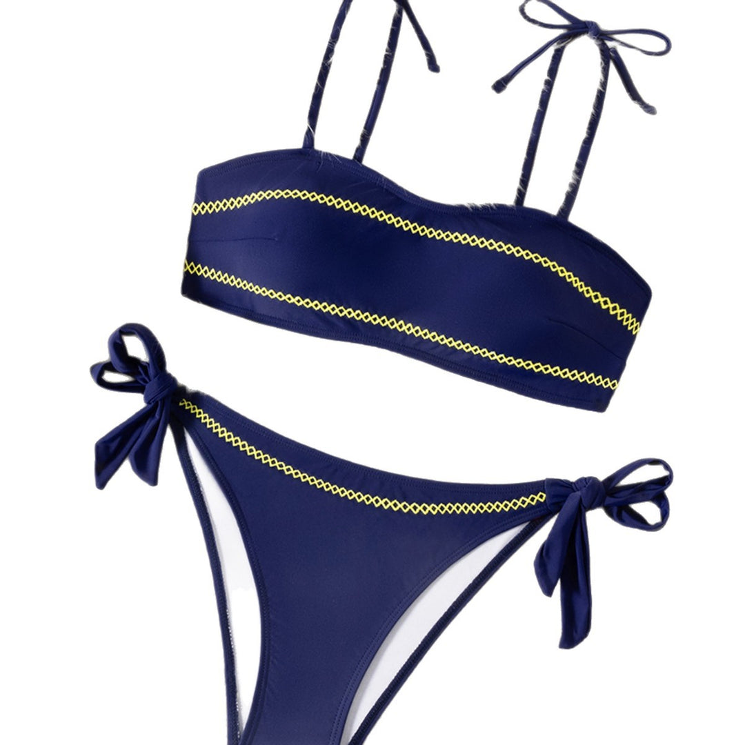 Damen Bandeau-Bikini mit eleganten Krawatten und zierlichem Design Drune