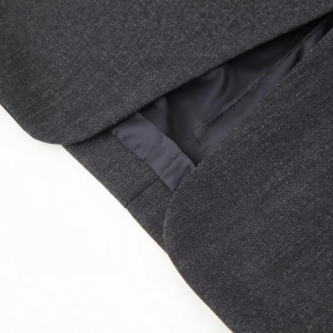 Damen Oversized-Blazer im Boxy-Schnitt mit asymmetrischem Stehkragen und verdeckter Knopfleiste Drune