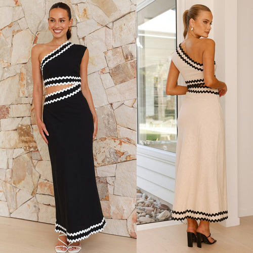 Damen Midi-Kleid mit asymmetrischem Schnitt und Zauberhaften Zick-Zack-Details Drune