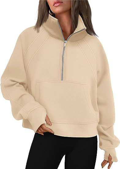 Damen Oversized Sweatshirt mit hohem Kragen Drune
