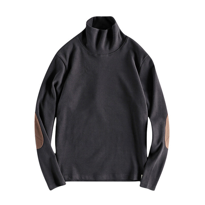 Herren Stehkragenpullover aus hochwertigem Fleece mit kontrastierenden Ellbogenpatches Drune