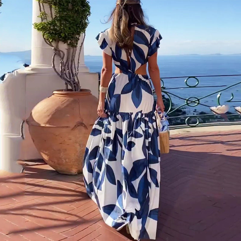 Damen Maxikleid mit tailliertem Schnitt und voluminösen Rüschendetails Drune