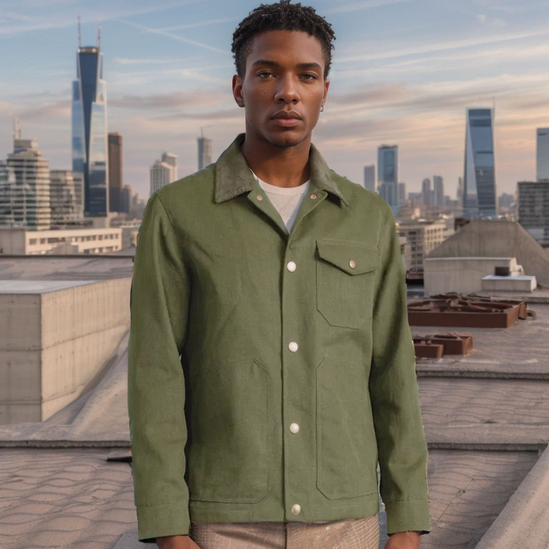 Herren lässige Baumwolljacke im Worker-Stil Drune