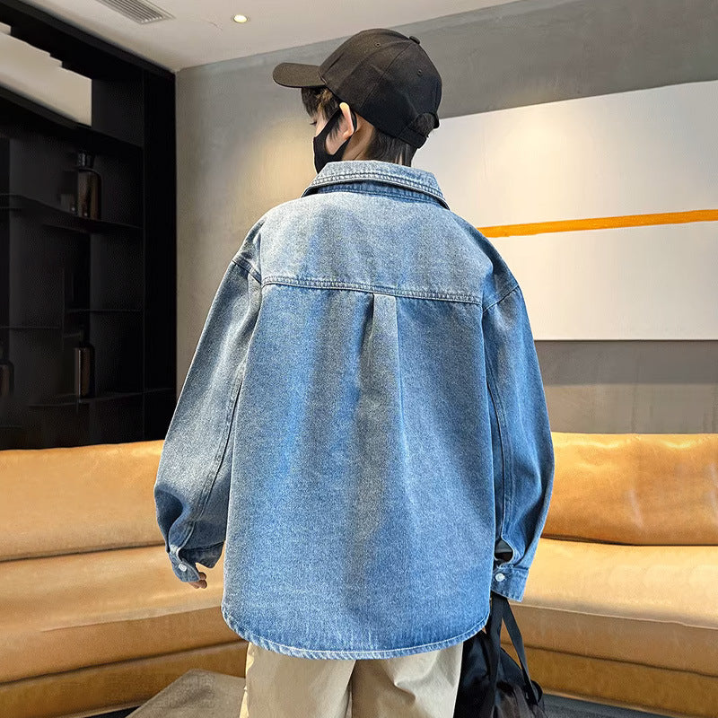 Unisex lässige Denim-Hemdjacke Drune