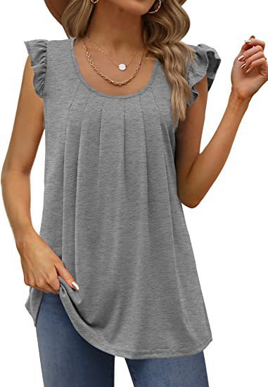 Damen luftiges Blusenshirt mit elegantem Rüschendesign Drune