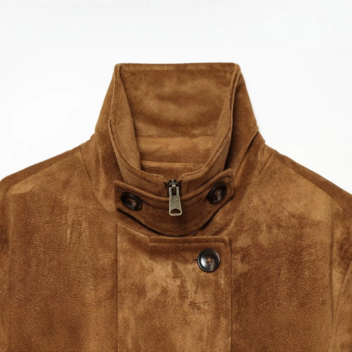 Damen Kurzjacke im Vintage‑Velours‑Stil mit Zierknopfleiste und elastischem Saum Drune
