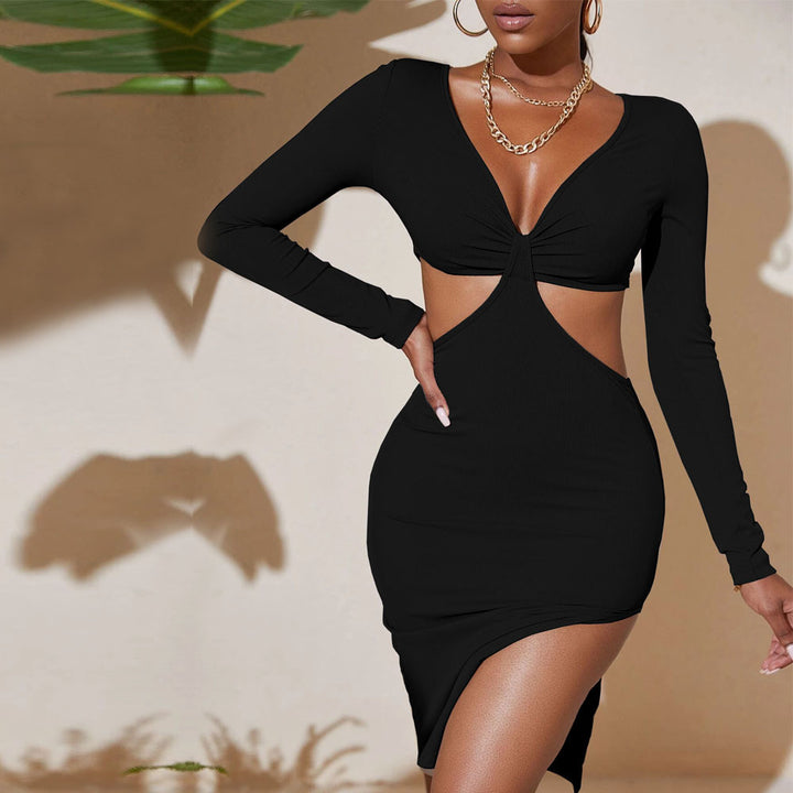 Damen figurbetontes Cut-Out-Minikleid mit langem Arm und raffiniertem Twist-Detail Drune