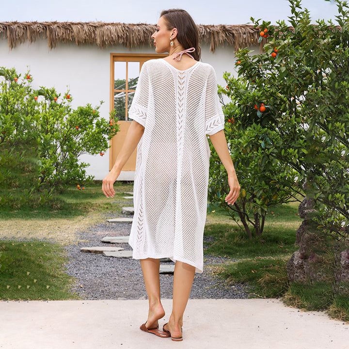 Damen eleganter durchsichtiger Häkel-Strandüberwurf Drune