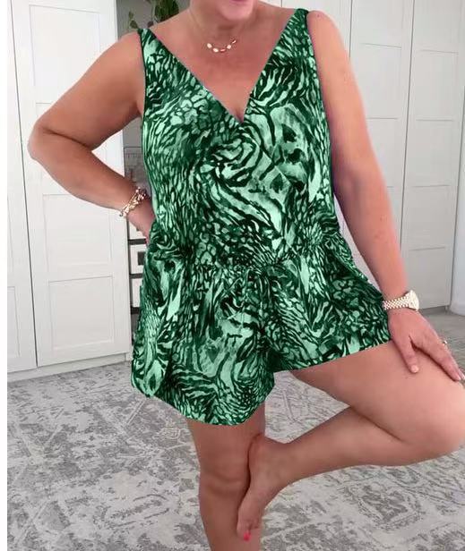 Damen lässiger Overall mit buntem Tiermuster Drune