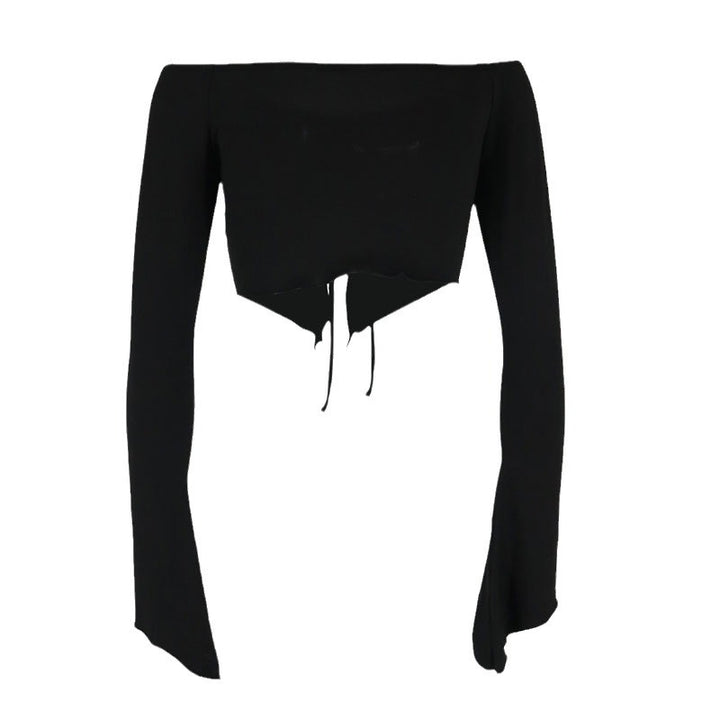 Damen Kapuzen Crop-Oberteil mit weitem Ärmel und Kordelzug Drune