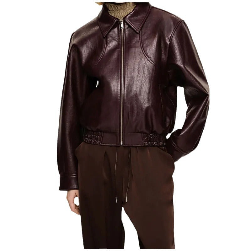 Damen Kunstlederjacke im sportlichen Schnitt mit zwei praktischen Taschen Drune