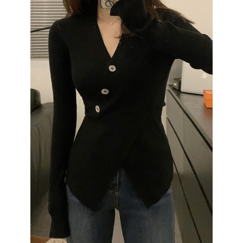 Damen Feiner Rippstrick-Cardigan mit Knopfdetails und schickem V-Ausschnitt Drune