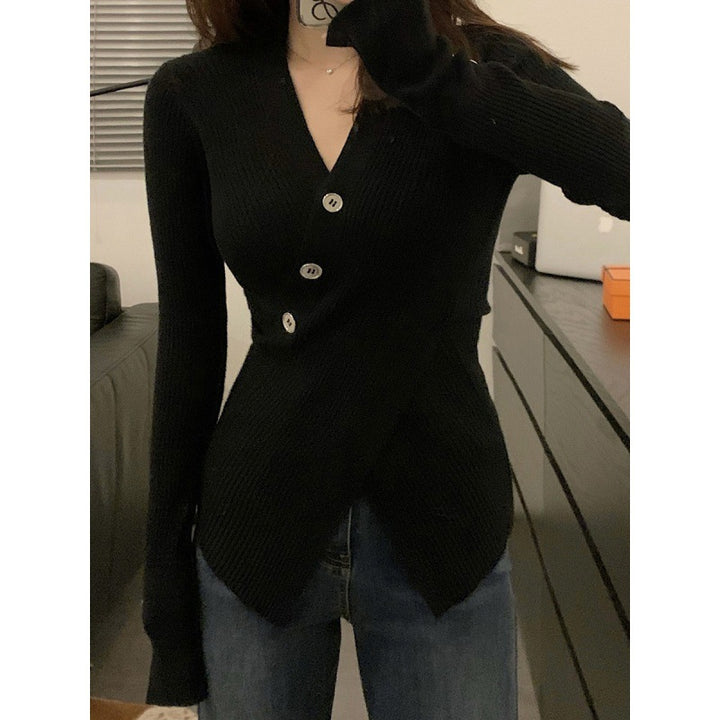 Damen Feiner Rippstrick-Cardigan mit Knopfdetails und schickem V-Ausschnitt Drune