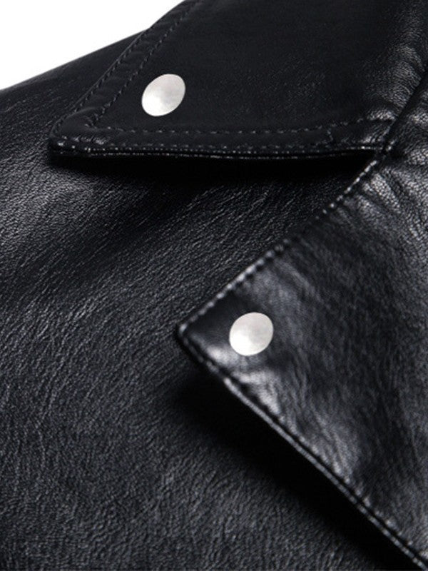 Herren Slim-Fit Bikerjacke in Lederoptik mit asymmetrischem Reißverschluss und Reverskragen Drune