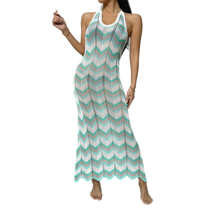 Damen Maxikleid mit raffiniertem Wellenmuster Drune