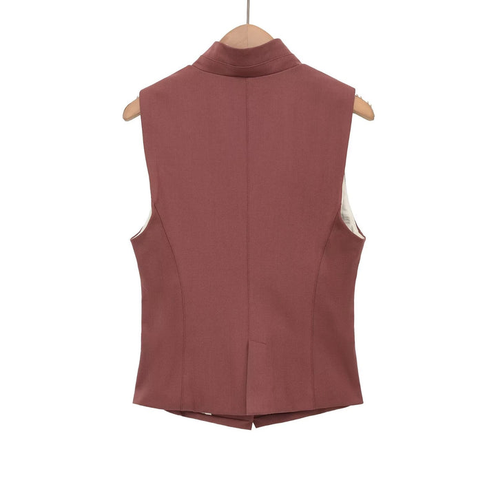Damen elegante Weste mit schmalem Kragen Drune