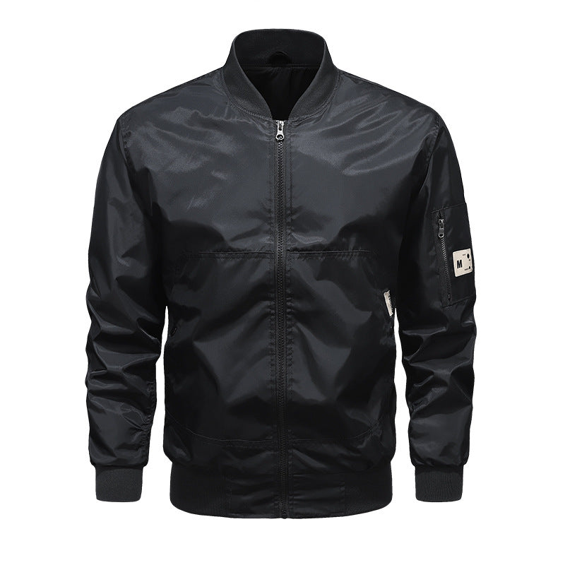 Herren Leichte Nylon-Bomberjacke mit Ärmeltasche, Stehkragen und Rippbündchen Drune