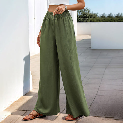 Damen Leichte Palazzo-Hose mit hohem Smokbund und fließender Weite Drune
