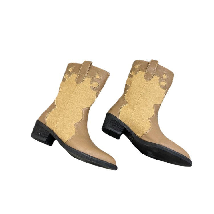 Damen Western-Stiefel mit modischen Cut-Out-Details und robustem Blockabsatz Drune