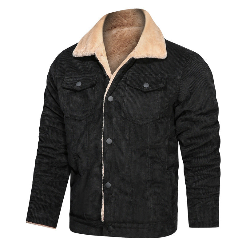 Herren Kord-Workerjacke mit Teddyfutter und Hemdkragen Drune