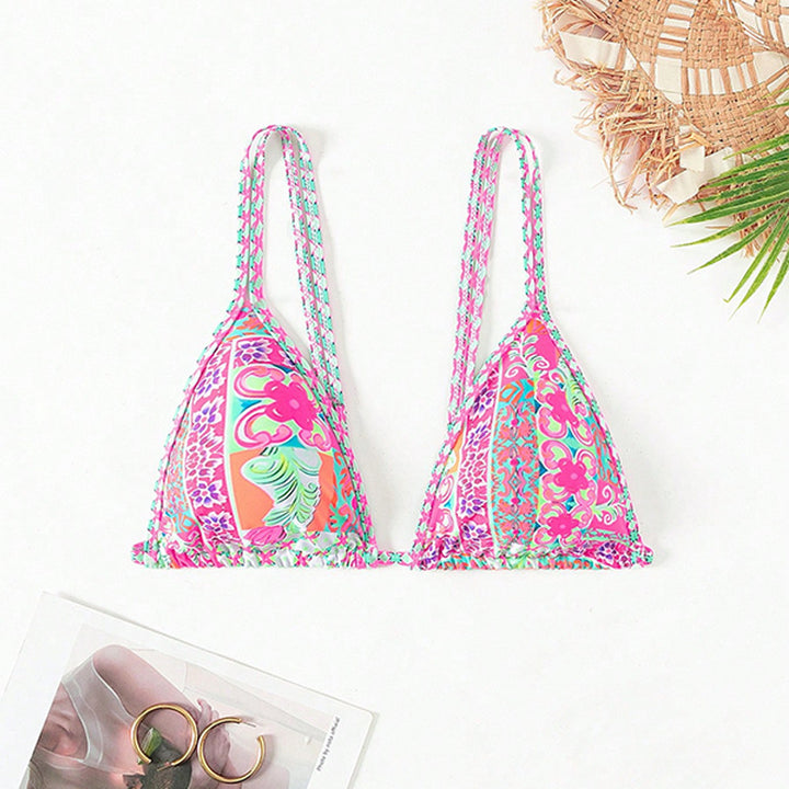 Damen Triangel-Bikini-Oberteil mit buntem Muster Drune